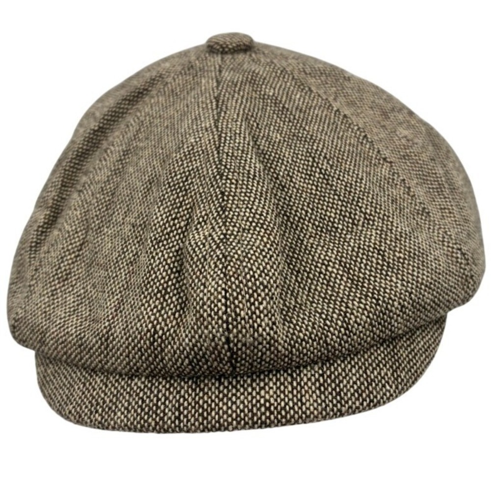 New Frye Men's Brown Wool Blend Newsboy Flat Cap One Size Cabby Tweed Look